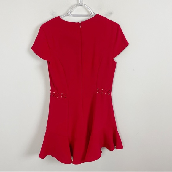 Amanda Uprichard Mckenna Red Lace Up Flounce Hem Dress - Picture 10 of 10